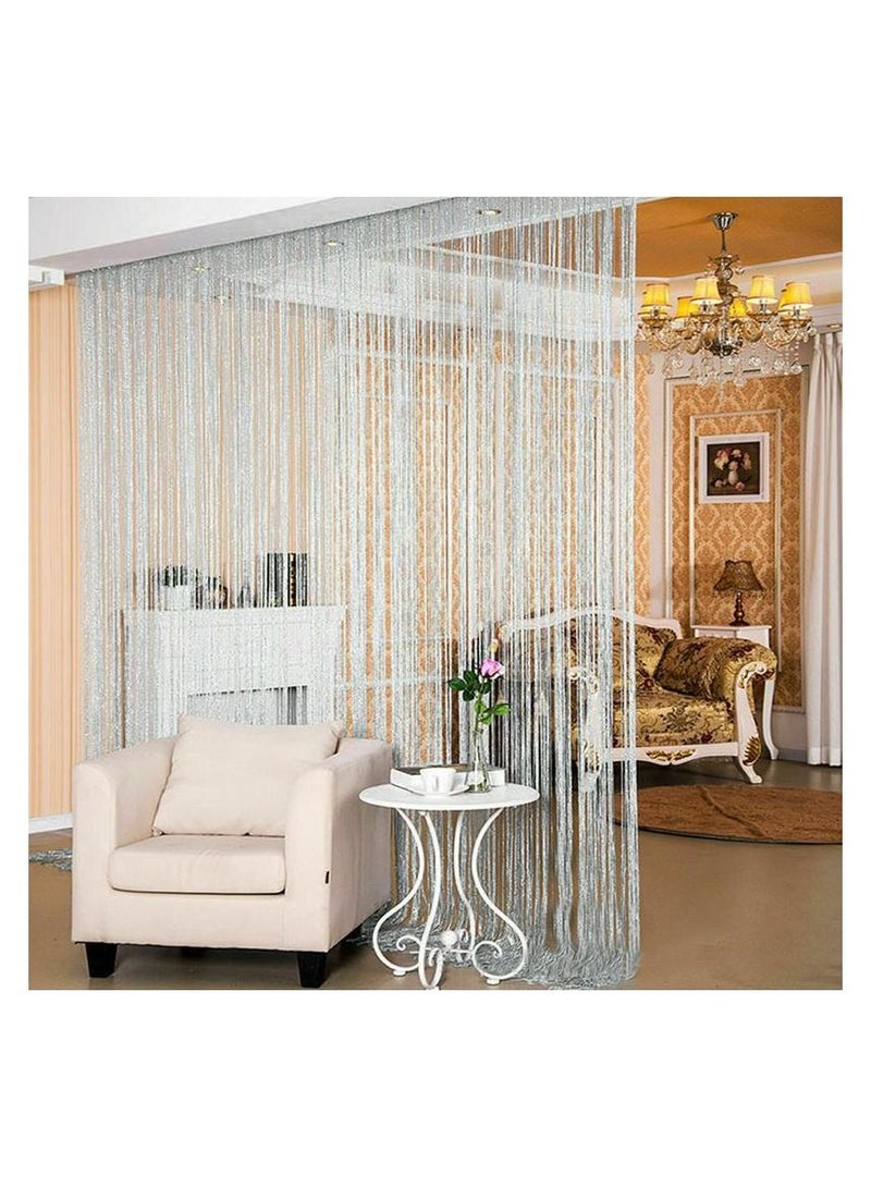 Meetion جديد لامعة شرابة الفضة خط ستارة مقسمة شرائح 100x200 سنتيمتر الستارة غرفة المعيشة مقسم الزفاف ديكور للمنزل سهل التركيب - Image 3