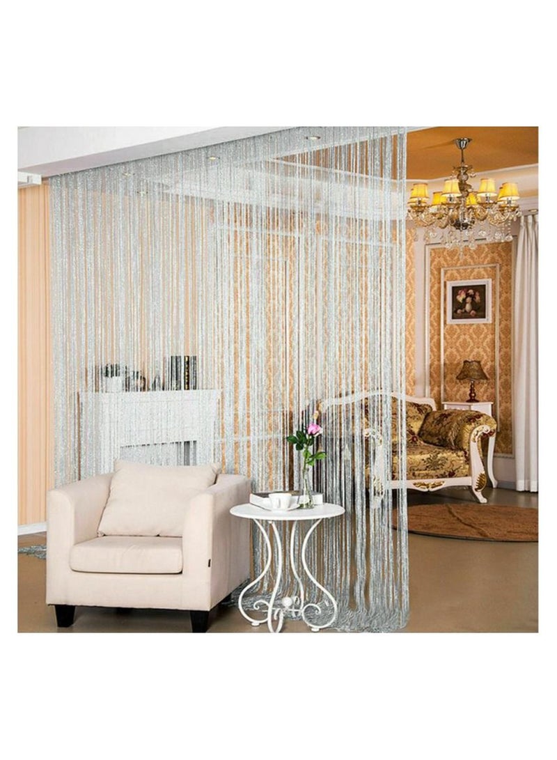 Meetion جديد لامعة شرابة الفضة خط ستارة مقسمة شرائح 100x200 سنتيمتر الستارة غرفة المعيشة مقسم الزفاف ديكور للمنزل سهل التركيب - Image 1