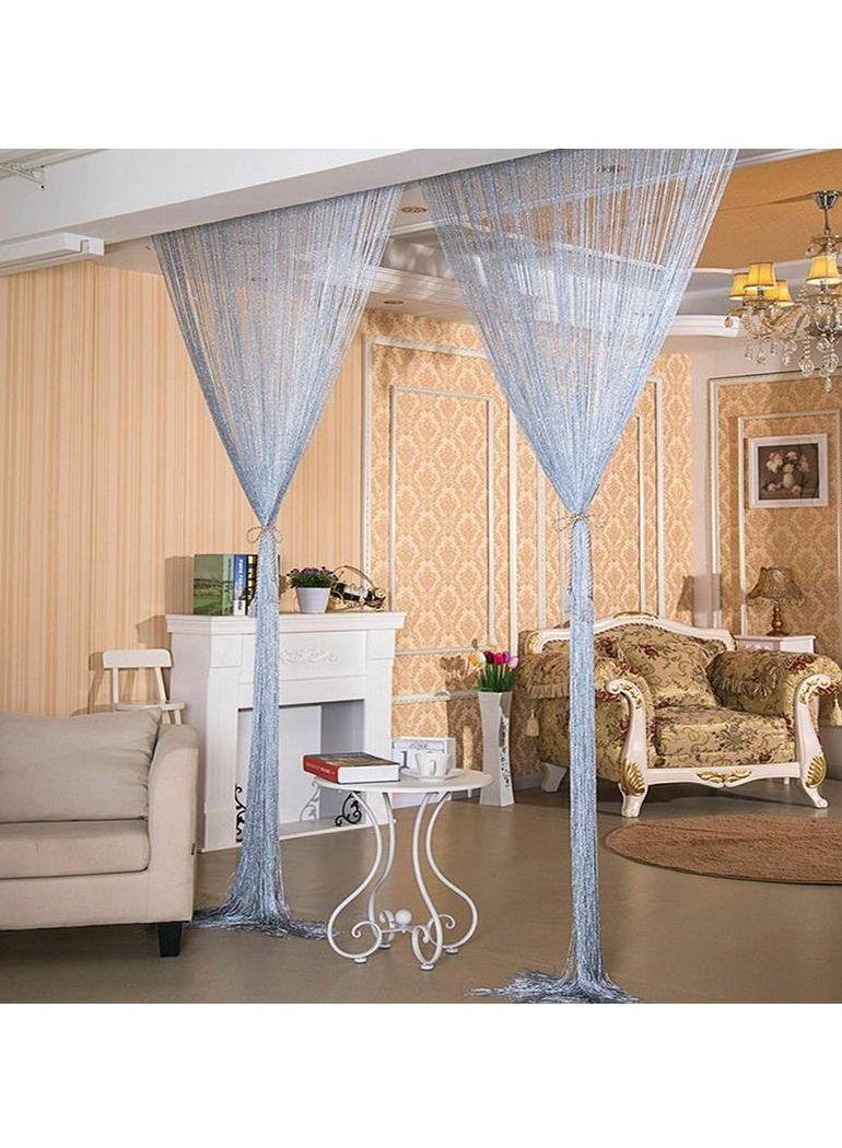 Meetion جديد لامعة شرابة الفضة خط ستارة مقسمة شرائح 100x200 سنتيمتر الستارة غرفة المعيشة مقسم الزفاف ديكور للمنزل سهل التركيب - Image 2