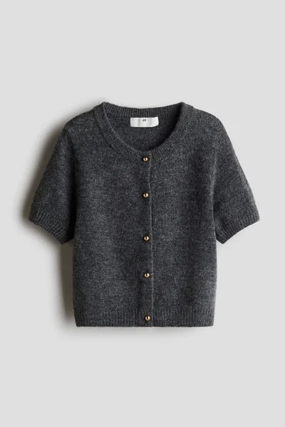 H&M Short-Sleeved Fine-Knit Cardigan