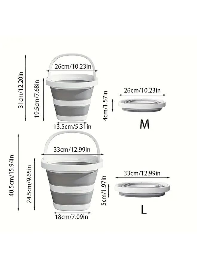 Large Foldable Collapsible Plastic Bucket Gray Portable Storage Bin For Laundry Car - Image 3