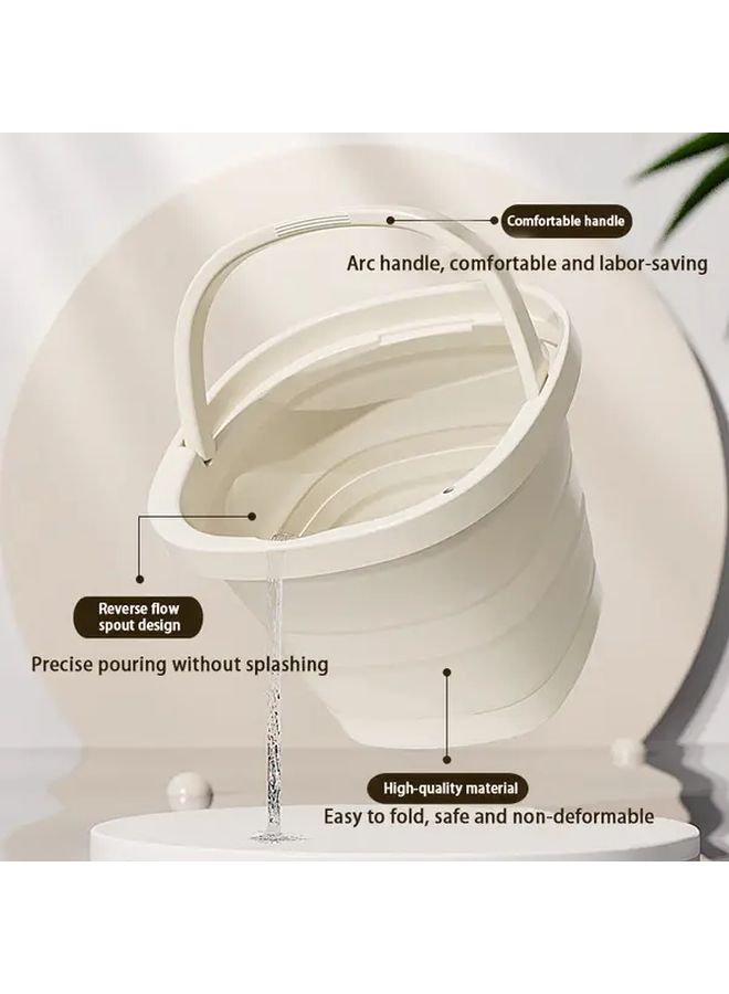 Large Foldable Collapsible Plastic Bucket Gray Portable Storage Bin For Laundry Car - Image 4