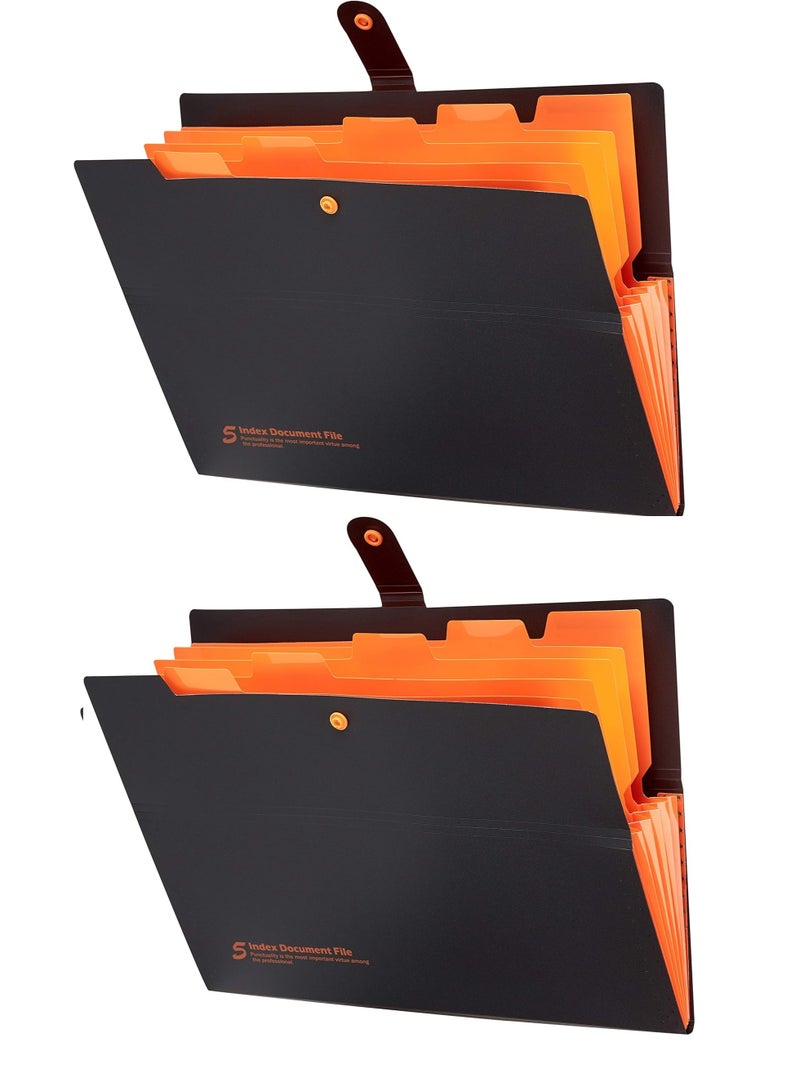 AIWANTO 2-Pack Expanding File Folders, 6-Pocket A4 Accordion Organizers with Snap Closure for School, Home, Office Document Storage