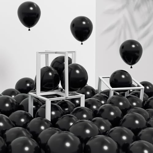 Awenztech 120pcs 5 inch Black Balloons Small Black Latex Balloons for Graduation Halloween Birthday Party Decorations - Image 1