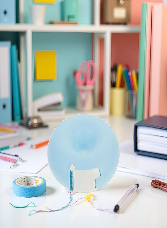 Zhuluck 1Pc Blue Tape Dispenser, Donut Shape Candy Color Tape Dispensers Donut Invisible Tape Cutter Tape Organizer Portable Roll Tape Holder for Office School Supply - Image 2