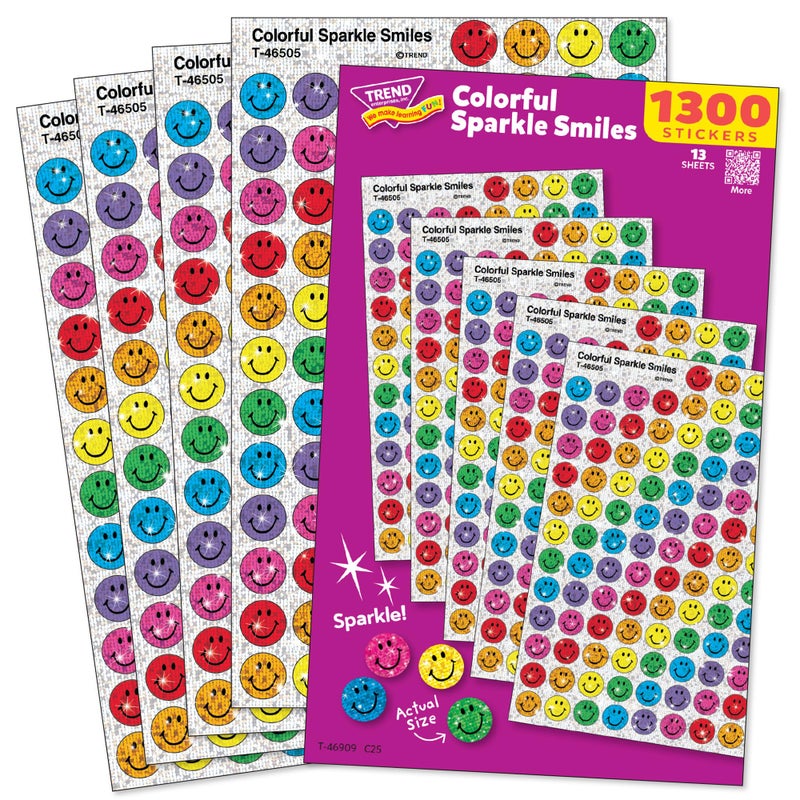 Trend Colorful Sparkle Smiles Stickers Value Pack (1300 Stickers) - Image 2