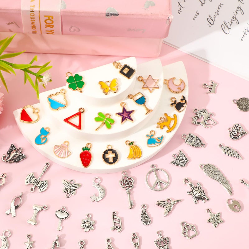 SANNIX 350Pcs Charm for Jewelry Making, Assorted Gold Enamel Charms, Mixed Bulk Tibetan Silver Jewelry Bangle Charm Pendants for DIY Necklace Bracelet Earring Craft Supplies - Image 4