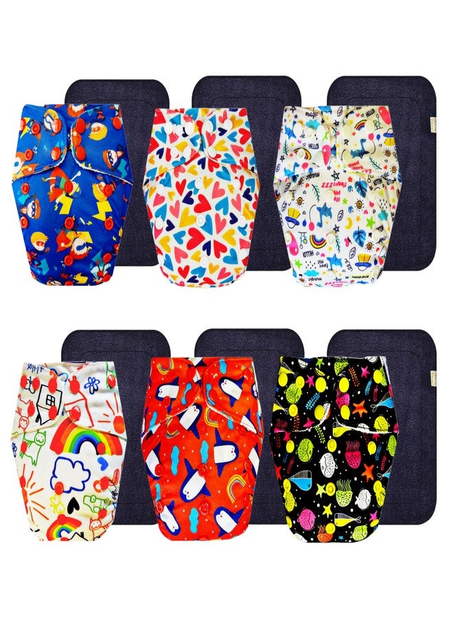 Dumbledo Premium Cloth Diaper with Black Insert (Pack of 6) | Hypoallergenic | Leakproof | Travel Friendly | Trusted by Moms | 3 Months - 3 Years | Unisex Baby - Image 1