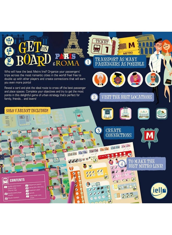iello Get On Board Paris & Rome A Clever Flip & Write Board Game Create The Best Metro Line In Two Cities Ages 8+ 15 Players 30 Mins  - Image 3