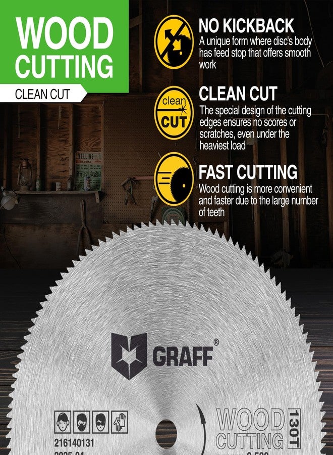 GRAFF 5-1/2 Inch Carbon Steel Circular Saw Blade for Wood, Plywood, Laminate, Drywall, Plastic - 130T Wood Cutting Disc with 3/8 Inch Arbor from GRAFF - Image 4