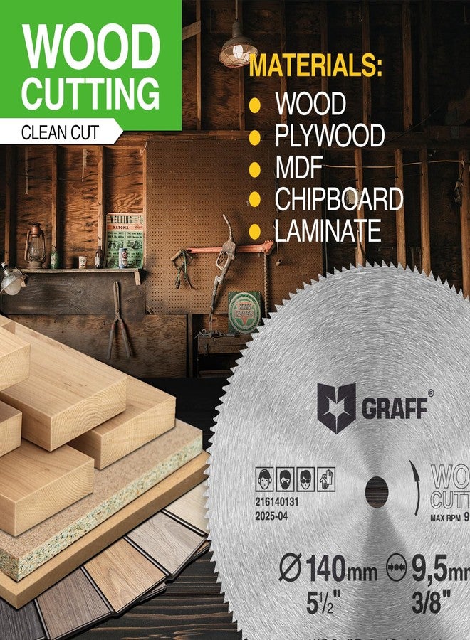 GRAFF 5-1/2 Inch Carbon Steel Circular Saw Blade for Wood, Plywood, Laminate, Drywall, Plastic - 130T Wood Cutting Disc with 3/8 Inch Arbor from GRAFF - Image 5