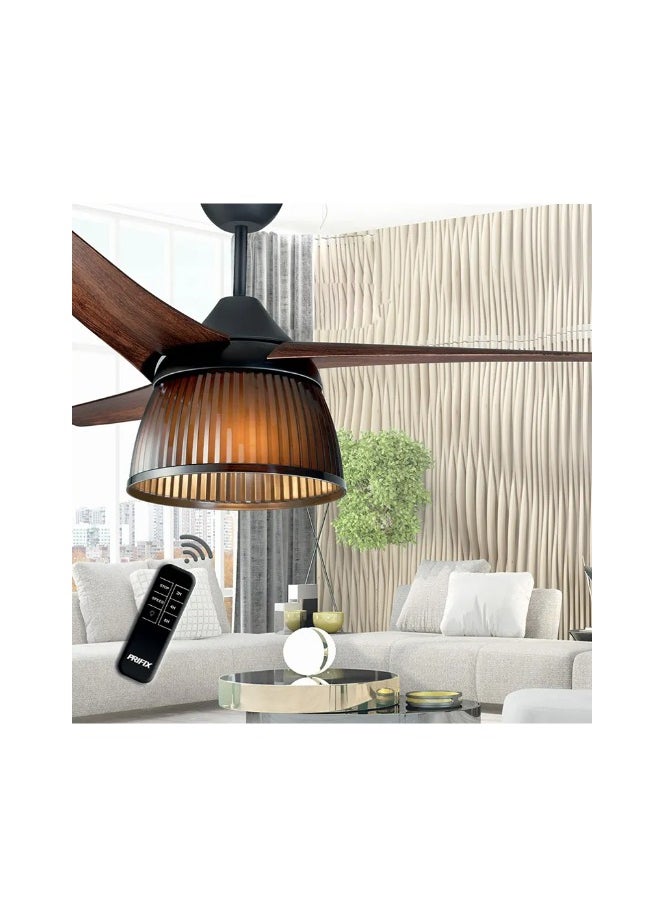 Prifix - Prifix Perfect Jumbo Ceiling Fan, Modern Lighting, Remote Control, 56 Inch, 3 Speeds, Brown, CFJ-563 - Image 1