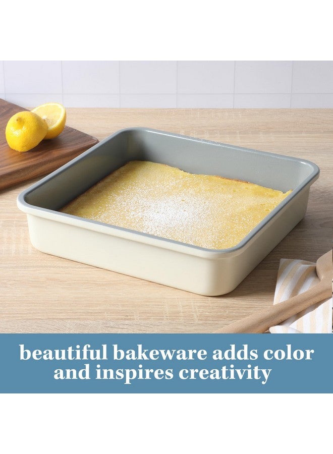 SUR LA TABLE Kitchen Essentials Bake Sale 9 Inch PFA Free Ceramic Nonstick Rectangular Cake Pan - Linen White - Image 3