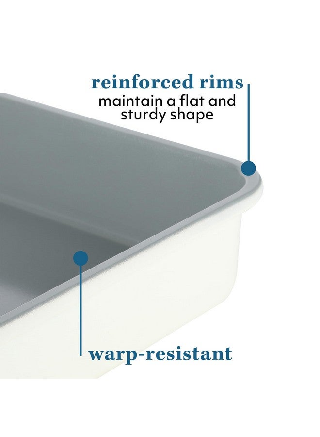 SUR LA TABLE Kitchen Essentials Bake Sale 9 Inch PFA Free Ceramic Nonstick Rectangular Cake Pan - Linen White - Image 5