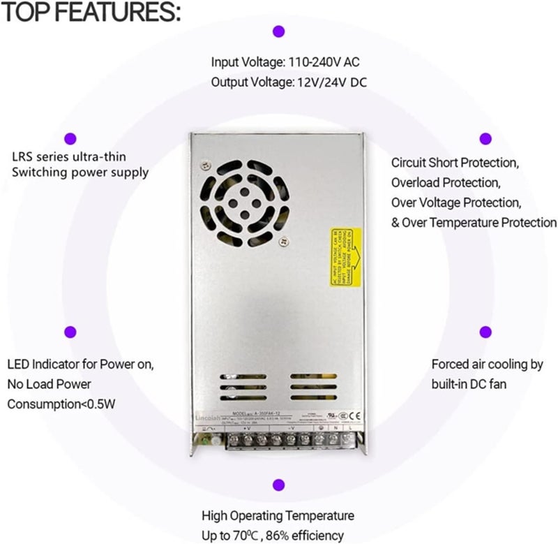 Switching Power Supply Ultra-Thin Switching Power Supply DC 12V 24V Light Transformer AC 100-240V Source SMPS for LED Strip 3D Printer(12V_150W) - Image 2