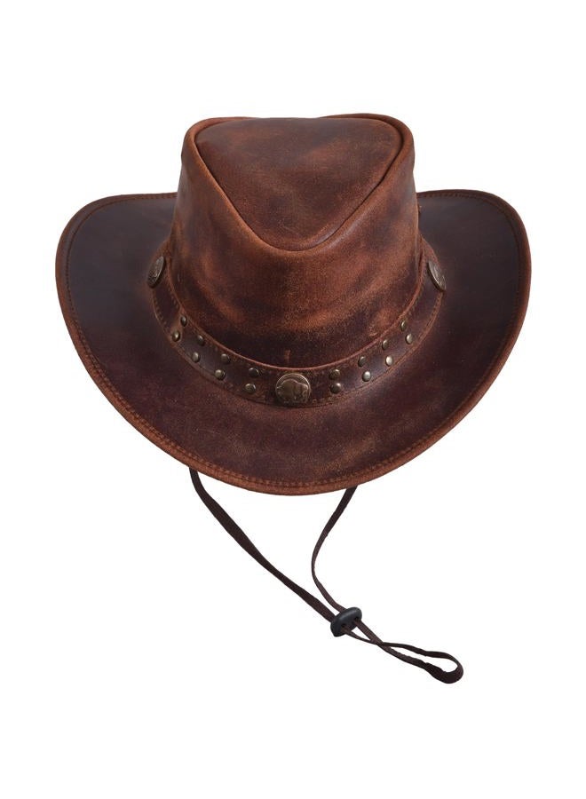 SideWinder Shapeable Outback hat Style Leather Cowboy Old Style hat for Men and Women Western Wide Brim Vintage, Brown, M - Image 3