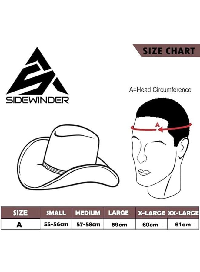 SideWinder Shapeable Outback hat Style Leather Cowboy Old Style hat for Men and Women Western Wide Brim Vintage, Brown, M - Image 2