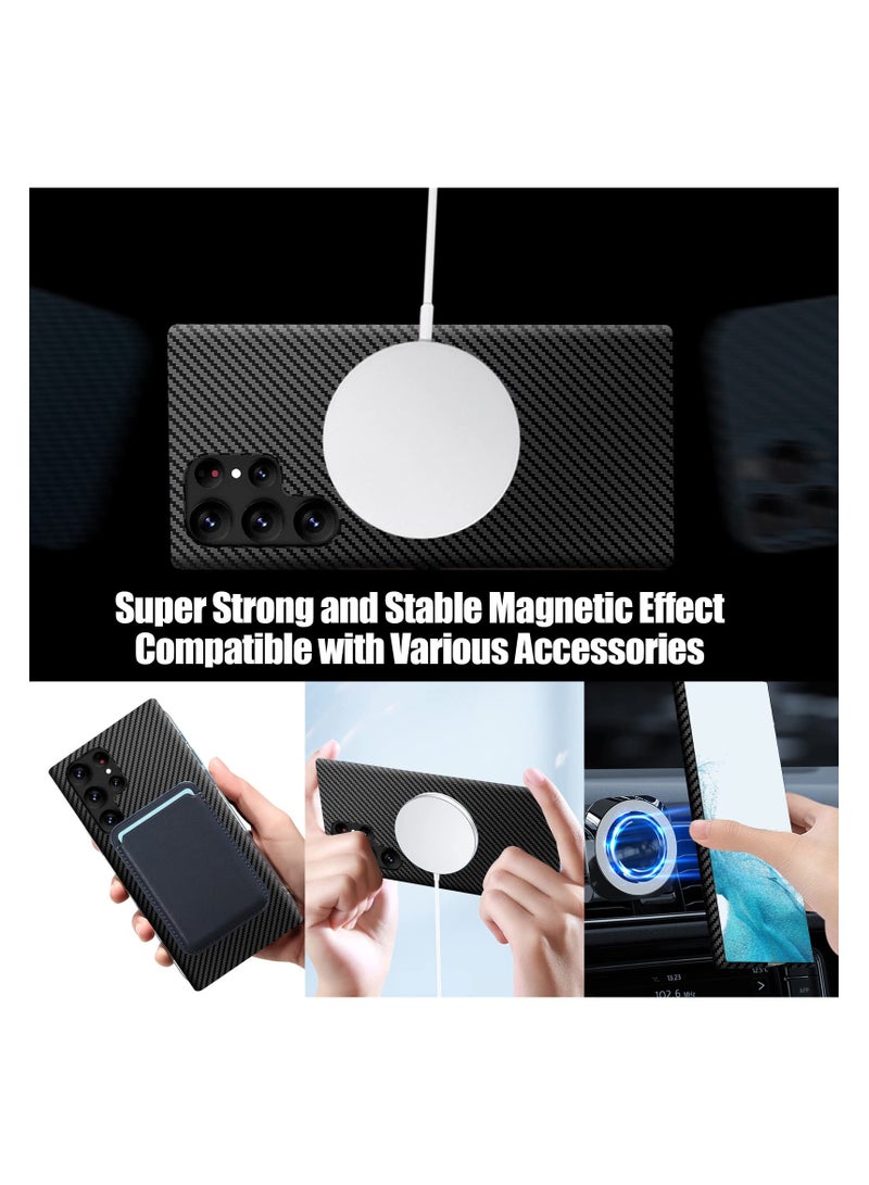 اووكاي جراب سامسونج جالاكسي S24 ألترا من الكربون، جراب نحيف للغاية من ألياف الكربون، جراب واقٍ مغناطيسي رفيع من البولي كربونات لهاتف جالاكسي S24 ألترا 5G (أسود) - Image 2