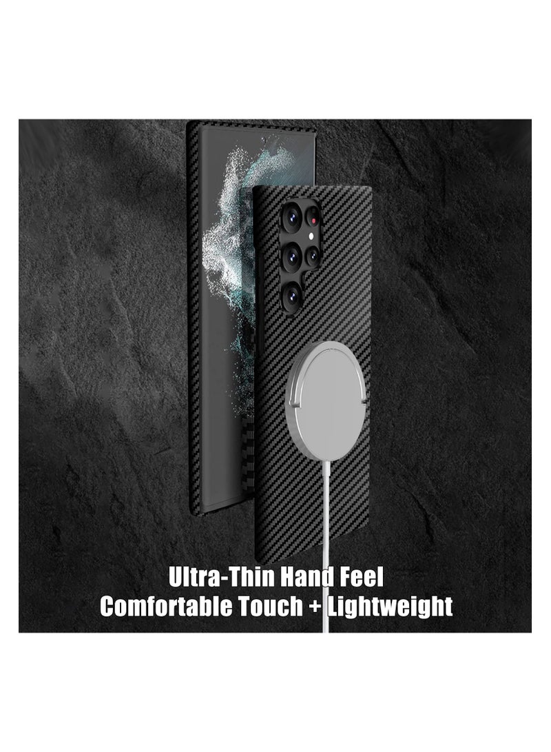 اووكاي جراب سامسونج جالاكسي S24 ألترا من الكربون، جراب نحيف للغاية من ألياف الكربون، جراب واقٍ مغناطيسي رفيع من البولي كربونات لهاتف جالاكسي S24 ألترا 5G (أسود) - Image 4