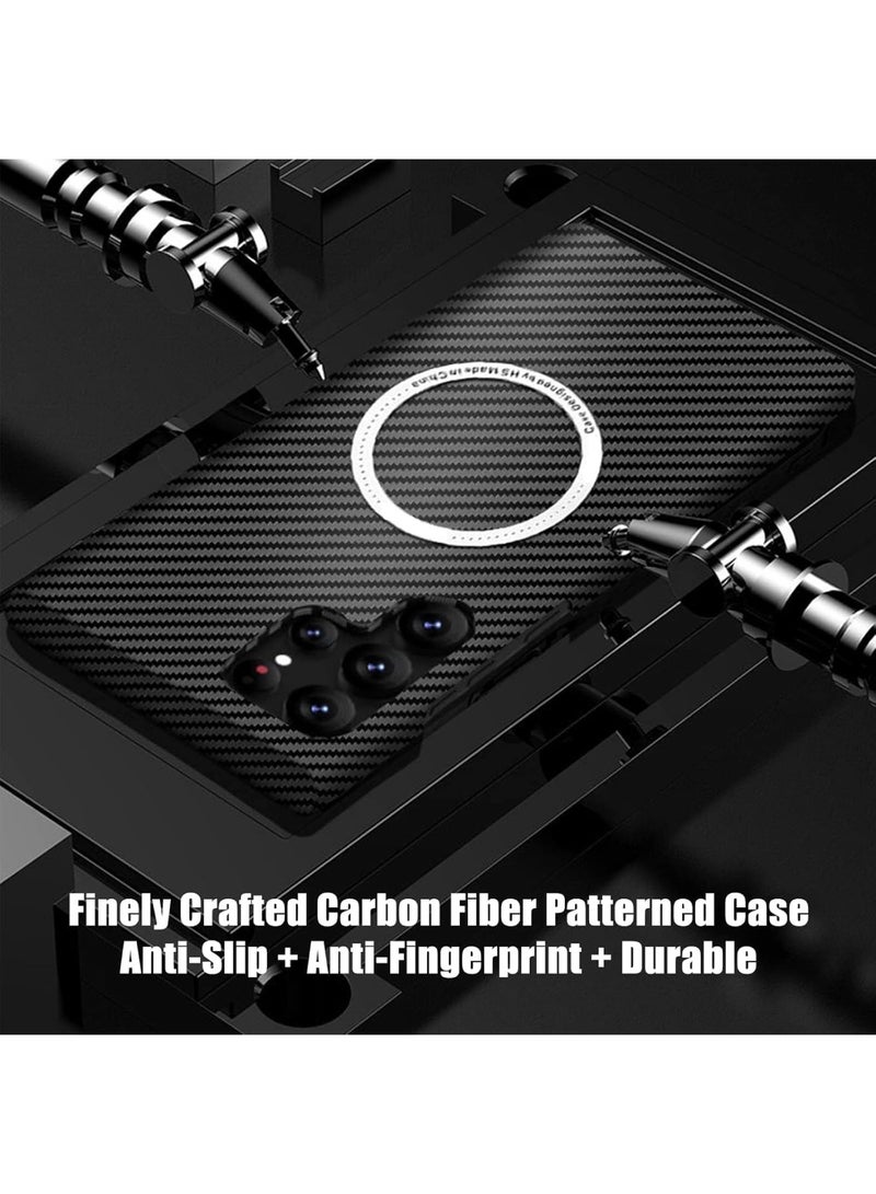 اووكاي جراب سامسونج جالاكسي S24 ألترا من الكربون، جراب نحيف للغاية من ألياف الكربون، جراب واقٍ مغناطيسي رفيع من البولي كربونات لهاتف جالاكسي S24 ألترا 5G (أسود) - Image 3