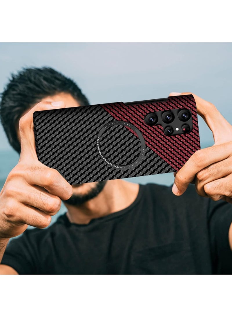 اووكاي جراب سامسونج جالاكسي S24 ألترا من الكربون، جراب نحيف للغاية من ألياف الكربون، جراب واقٍ مغناطيسي رفيع من البولي كربونات لهاتف جالاكسي S24 ألترا 5G (أسود) - Image 5