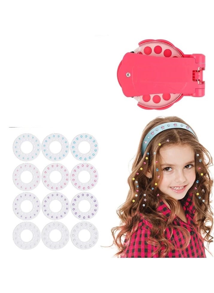 مجموعة تزيين الشعر بالكريستالات – 180 جوهرة لامعة مع أداة لصق وأحجار إعادة تعبئة بأربعة ألوان - Image 1