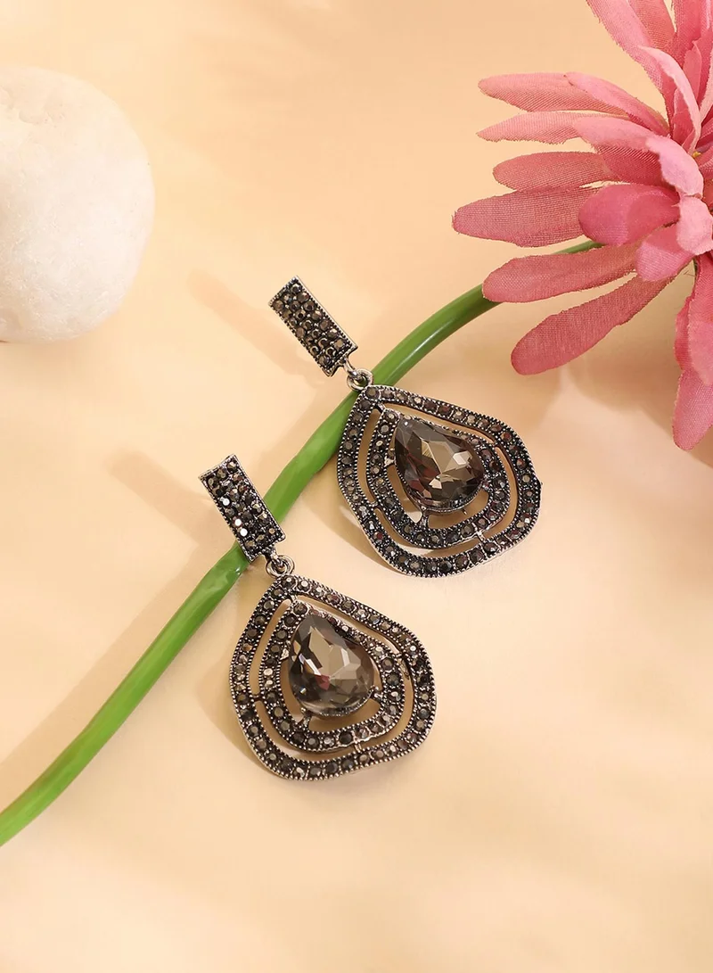 SOHI Rhinestone Abstract Artificial Drop Earring Jewellery