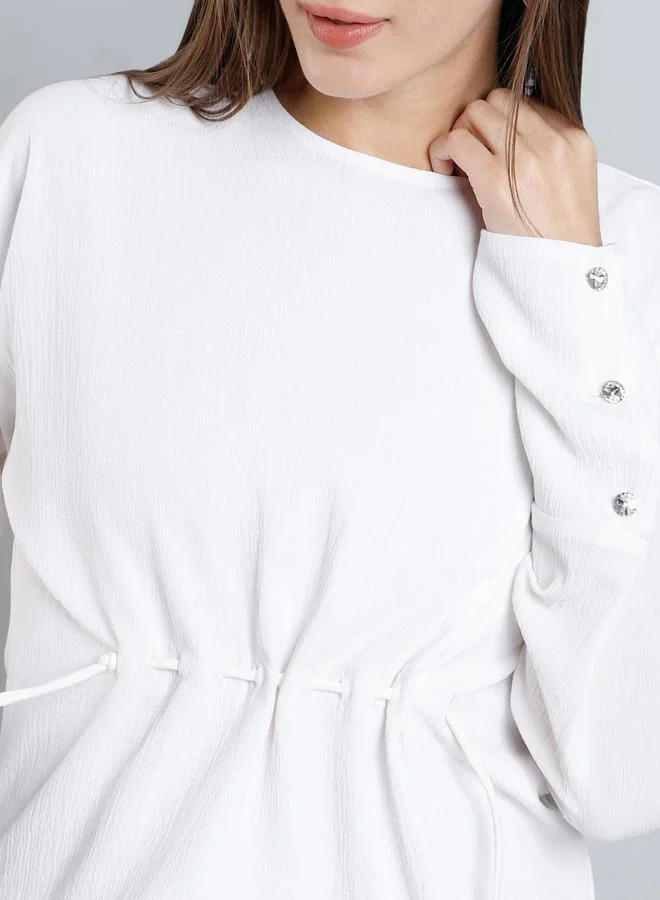 ميش Mish Solid Button Details Top with Long Sleeves