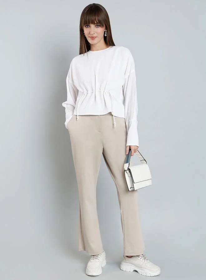 ميش Mish Solid Button Details Top with Long Sleeves