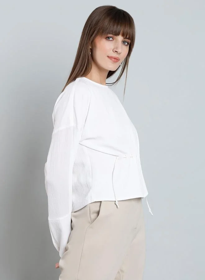 Mish  Mish Solid Button Details Top with Long Sleeves for Women | Best Price UAE