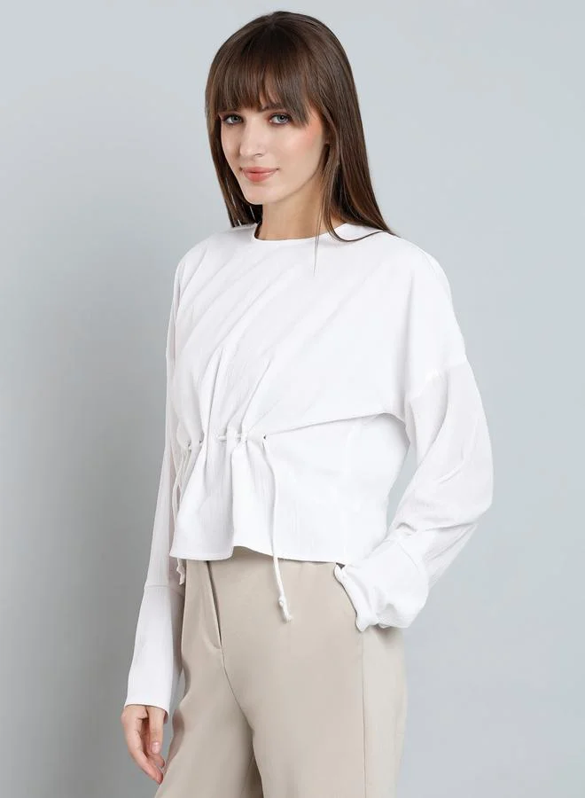 ميش ميش توب بأزرار سادة وأكمام طويلة