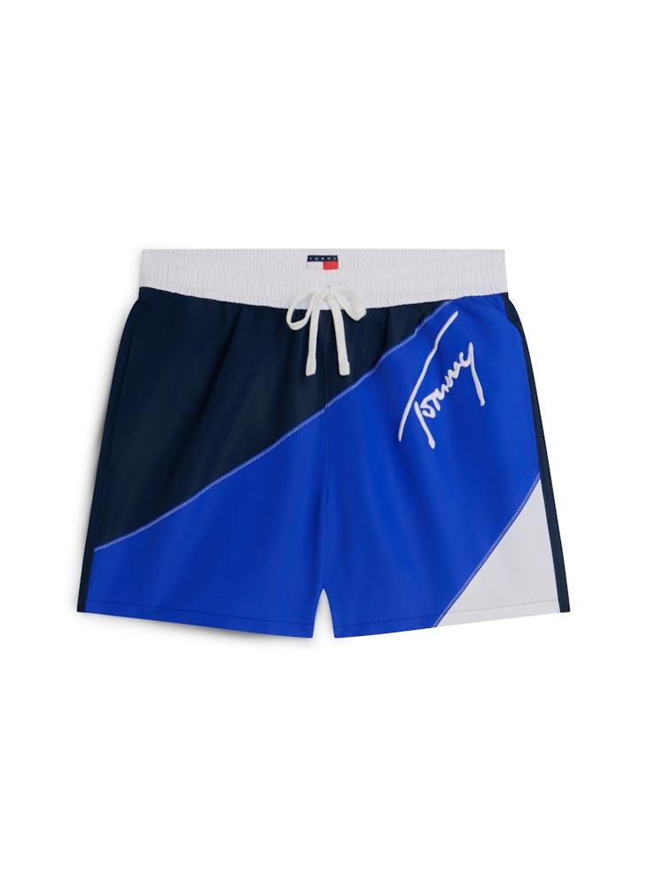 TOMMY HILFIGER Signature Colour-Blocked Mid Length Swim Shorts - Image 5