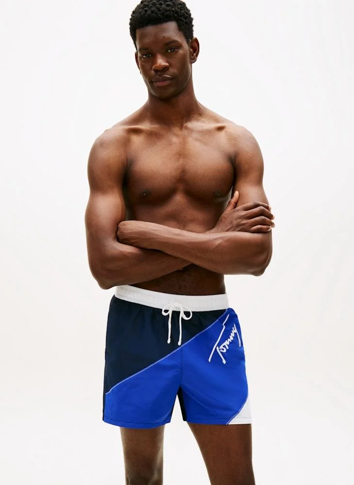 Signature Colour-Blocked Mid Length Swim Shorts