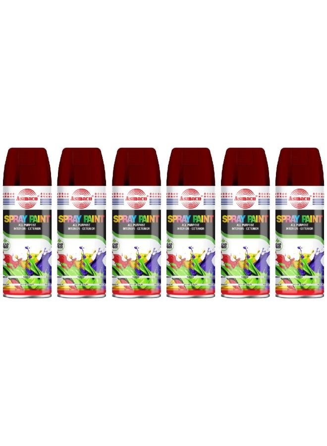 Asmaco Spray Paint - Maroon - 400 Ml - Set of 06
