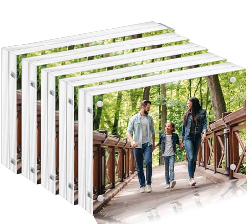 Toolsure 5PACK Acrylic Picture Frames 4x6 Magnetic Acrylic Picture Frames,Freestand Photo Frame Bulk,4 by 6 Clear Double-Sided Picture Frame with Gift Box Christmas Gift - Image 1