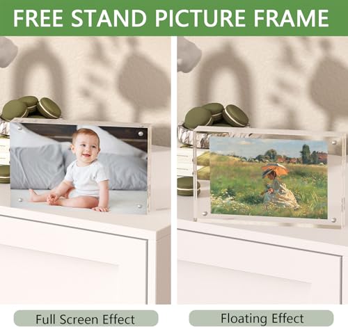 Toolsure 5PACK Acrylic Picture Frames 4x6 Magnetic Acrylic Picture Frames,Freestand Photo Frame Bulk,4 by 6 Clear Double-Sided Picture Frame with Gift Box Christmas Gift - Image 5