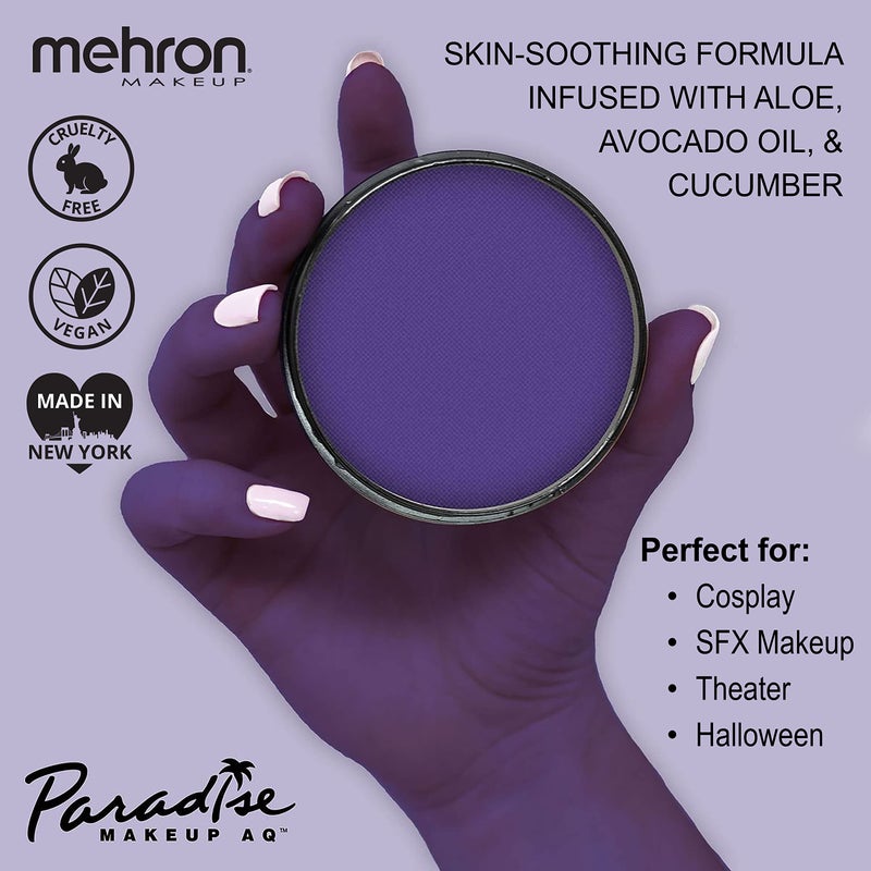 Mehron Makeup Paradise Makeup AQ Pro Size | Stage & Screen Performance, Face & Body Painting, Beauty, Cosplay, and Halloween | Water Activated Face Paint, Body Paint 1.4 oz (40 g) - Violet - Image 2