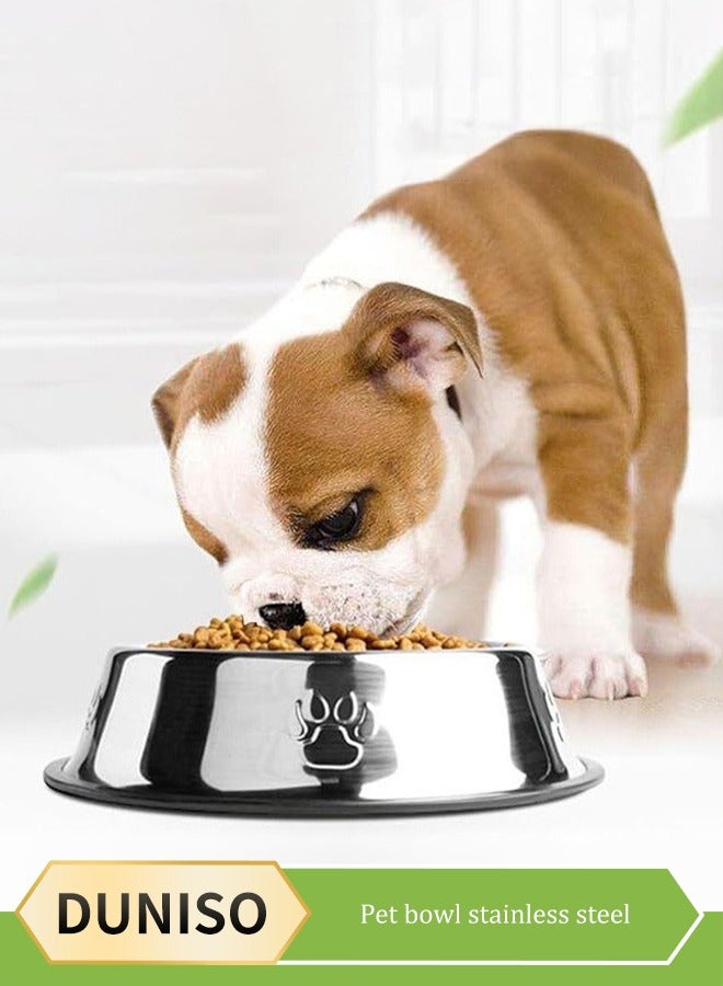 DUNISO Stainless Steel Dog Bowls with Rubber Base，Cat Bowl Pet Bowl for Food and Water, Non-Slip With Rubber Base for indoor Cats Small Dogs  - Image 1