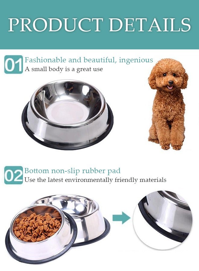 DUNISO Stainless Steel Dog Bowls with Rubber Base，Cat Bowl Pet Bowl for Food and Water, Non-Slip With Rubber Base for indoor Cats Small Dogs  - Image 4
