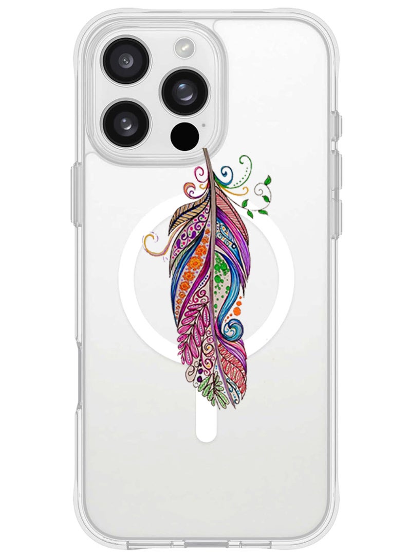 Theodor iPhone 16 Pro Magsafe Magnetic Case for iPhone Compatible with Wireless Charging, Shockproof Phone Bumper Cover - Feather - Image 1