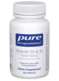Vitamin D3 & K2, Bone and Vascular Health Support, 120 Capsules