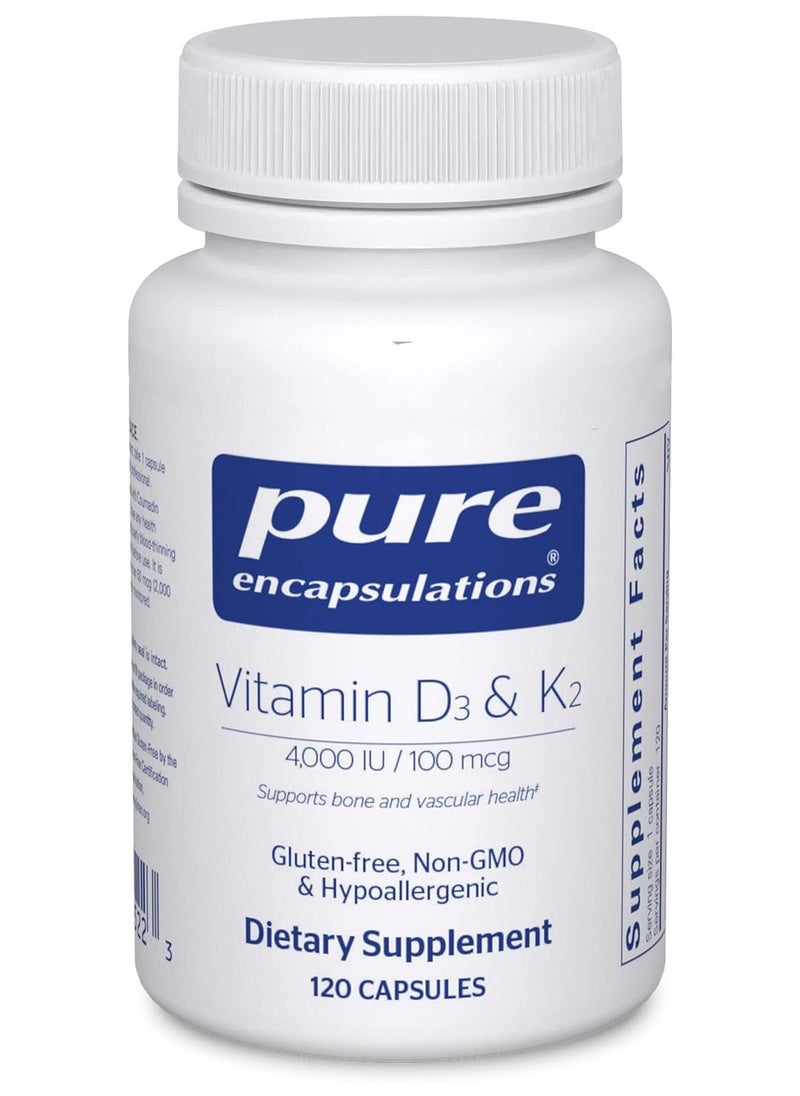 Pure Encapsulations - Vitamin D3 & K2, Bone and Vascular Health Support, 120 Capsules - Image 1