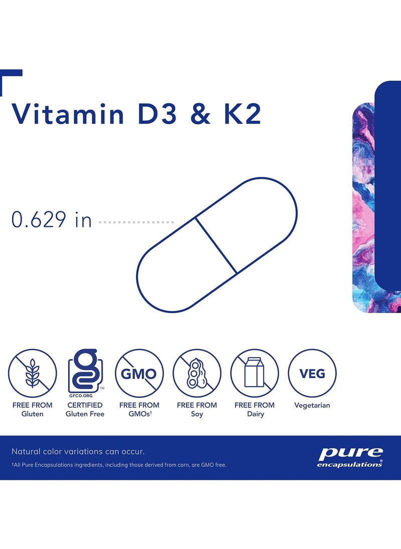 Pure Encapsulations - Vitamin D3 & K2, Bone and Vascular Health Support, 120 Capsules - Image 1