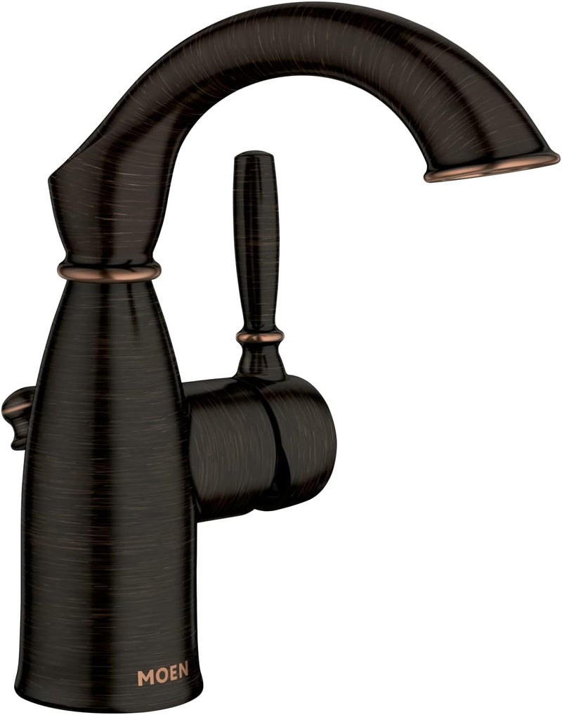 Moen Sarona Mediterranean Bronze OneHandle Single Hole Rustic Farmhouse Bathroom Faucet with Optional Deckplate Traditional Bathroom Sink Faucet and Drain Assembly 84144BRB - Image 1
