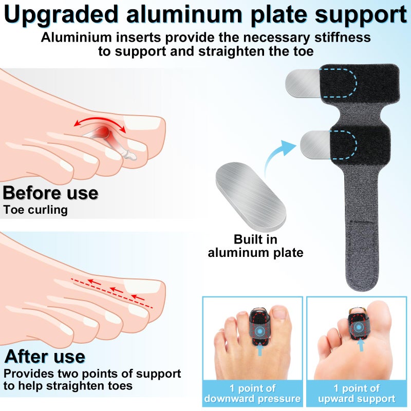 DLMDLM 4pcs Hammer Toe Straightener with Aluminum Plate, Adjustable Hammer Toe Corrector for Women & Men,Toe Splints Wraps Relief for Curled, Bent Toes,Crooked & Broken Toes(Large) - Image 4