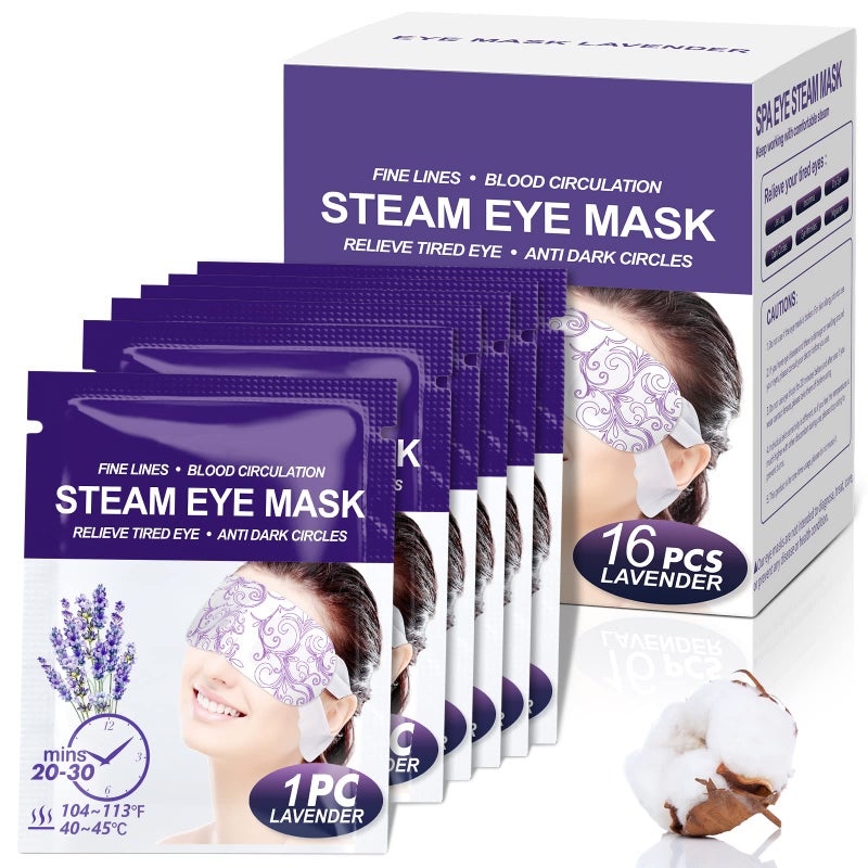 ZHENYEMEI Steam Eye Mask 16 Packs, Self Heating Sleep Mask for Dry Eyes, Comfortable Warming Eye Masks, Disposable Heated Eye Mask, Relieve Eye Fatigue, Stress, Migraine,Relaxation Gifts for Women(Lavender) - Image 1