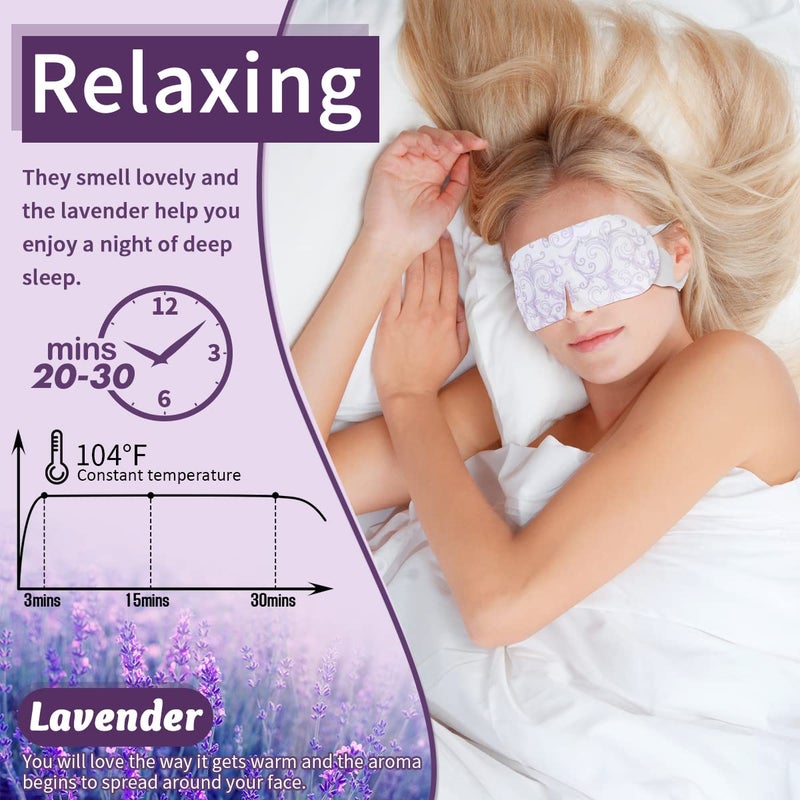 ZHENYEMEI Steam Eye Mask 16 Packs, Self Heating Sleep Mask for Dry Eyes, Comfortable Warming Eye Masks, Disposable Heated Eye Mask, Relieve Eye Fatigue, Stress, Migraine,Relaxation Gifts for Women(Lavender) - Image 2