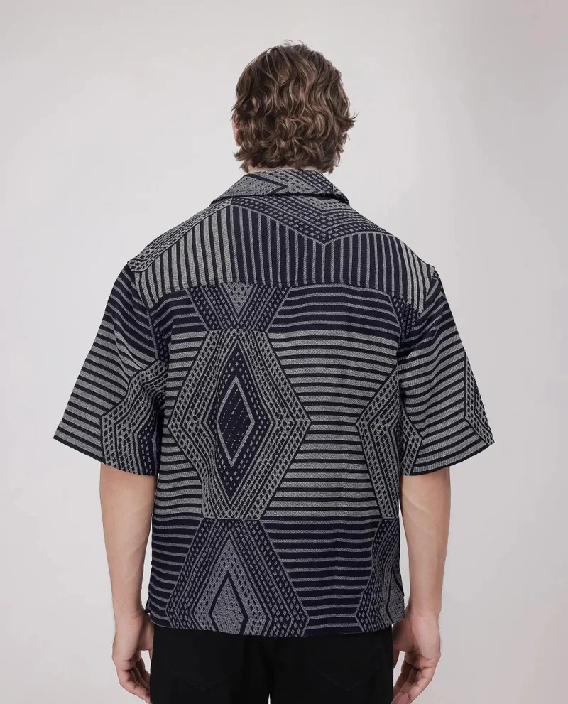 Rare Rabbit Men's Oversized Jacquard Shirt