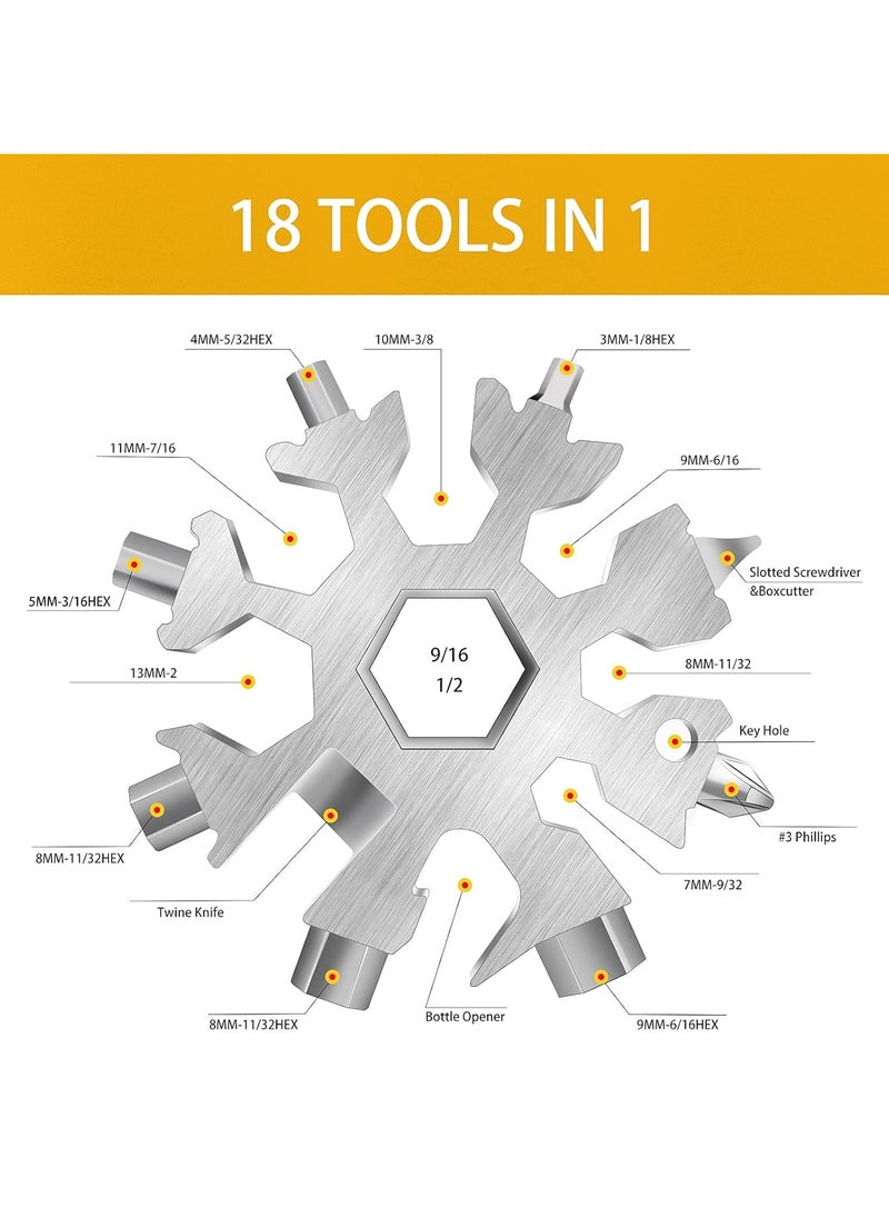 FEND - Be Prepared for Any Task with the 18-In-1 Stainless Steel Multi-Purpose Tool Keychain - Portable, Durable, and Versatile for DIY, Camping, and Everyday Fixes Hand Tool Silver - Image 1