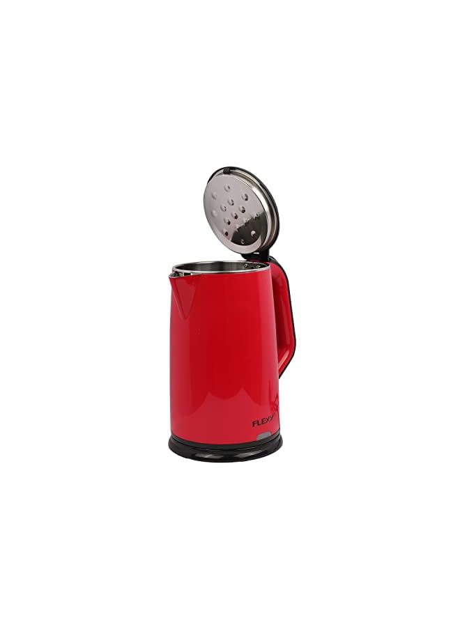 Flexy 2.2L Litre Cordless Concealed Stainless Steel Jug Kettle - Red - Image 2